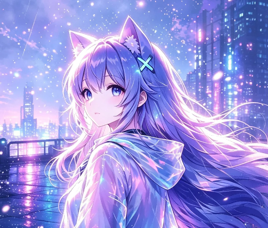 Loney 的蓝紫色猫耳角色头像